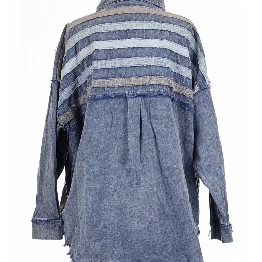 Oli & Hali Blue Patchwork Striped Button Down Shi… - image 6